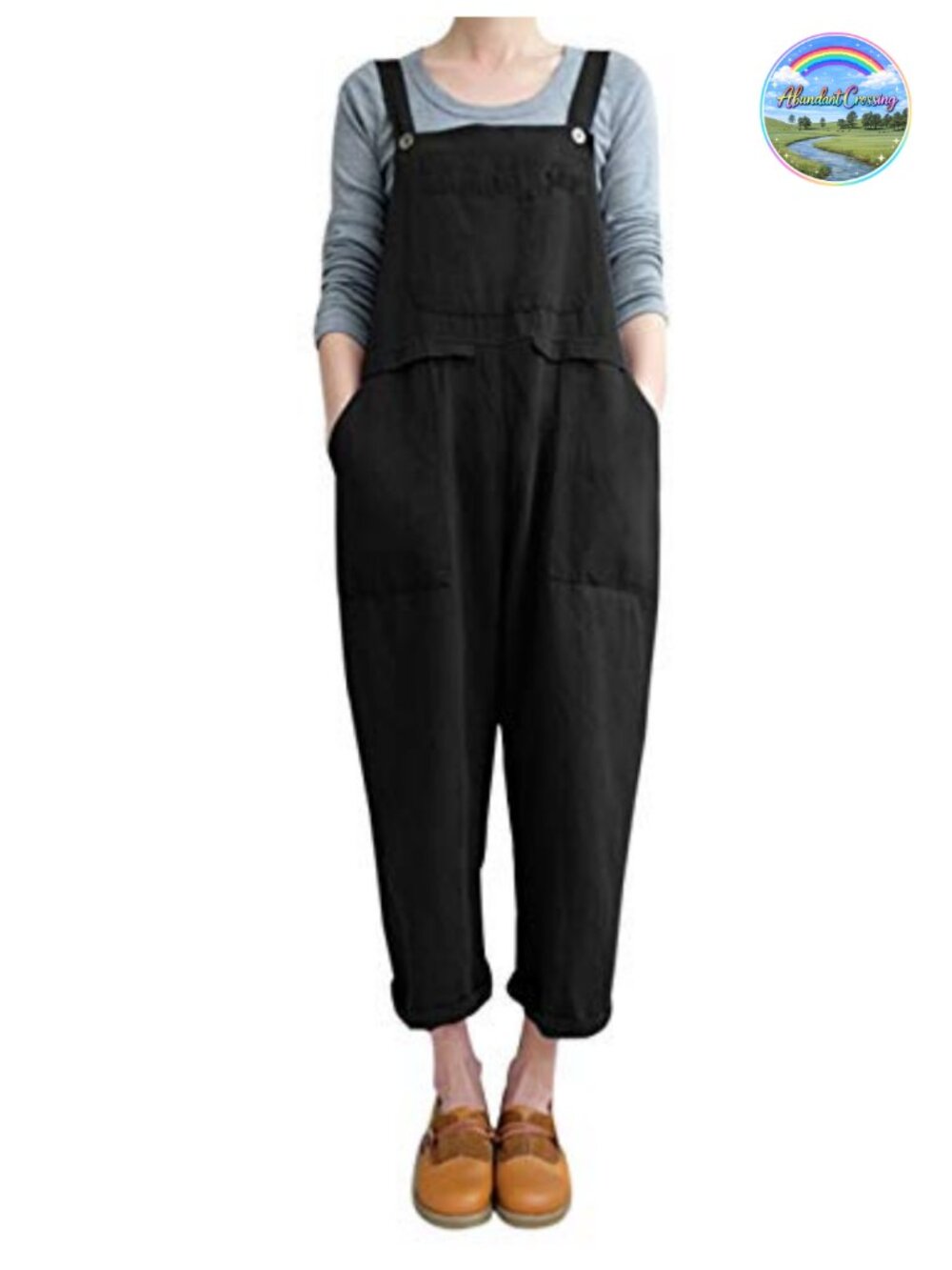 Linen Overalls for Women Loose Fit Baggy Jumpsuit Adjustable Straps